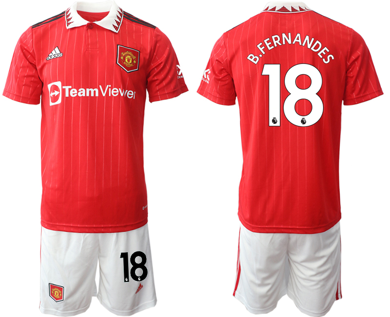 Men 2022-2023 Club Manchester United home Red #18 Adidas Soccer Jersey
